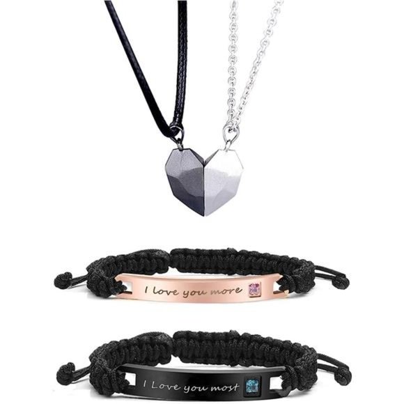 4Pcs Couple Necklace BraceletSet MatchingBracelets for Couples Matching Necklace - Picture 1 of 7